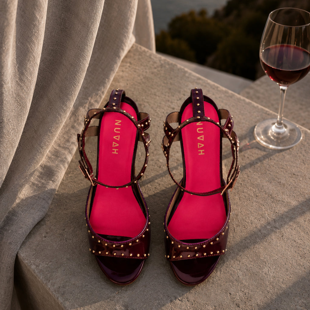 Gossip Bordeaux burgundy cone heel