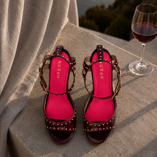 Gossip Bordeaux burgundy cone heel