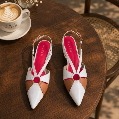 Rendezvous Cappuccino sling back kitten heel
