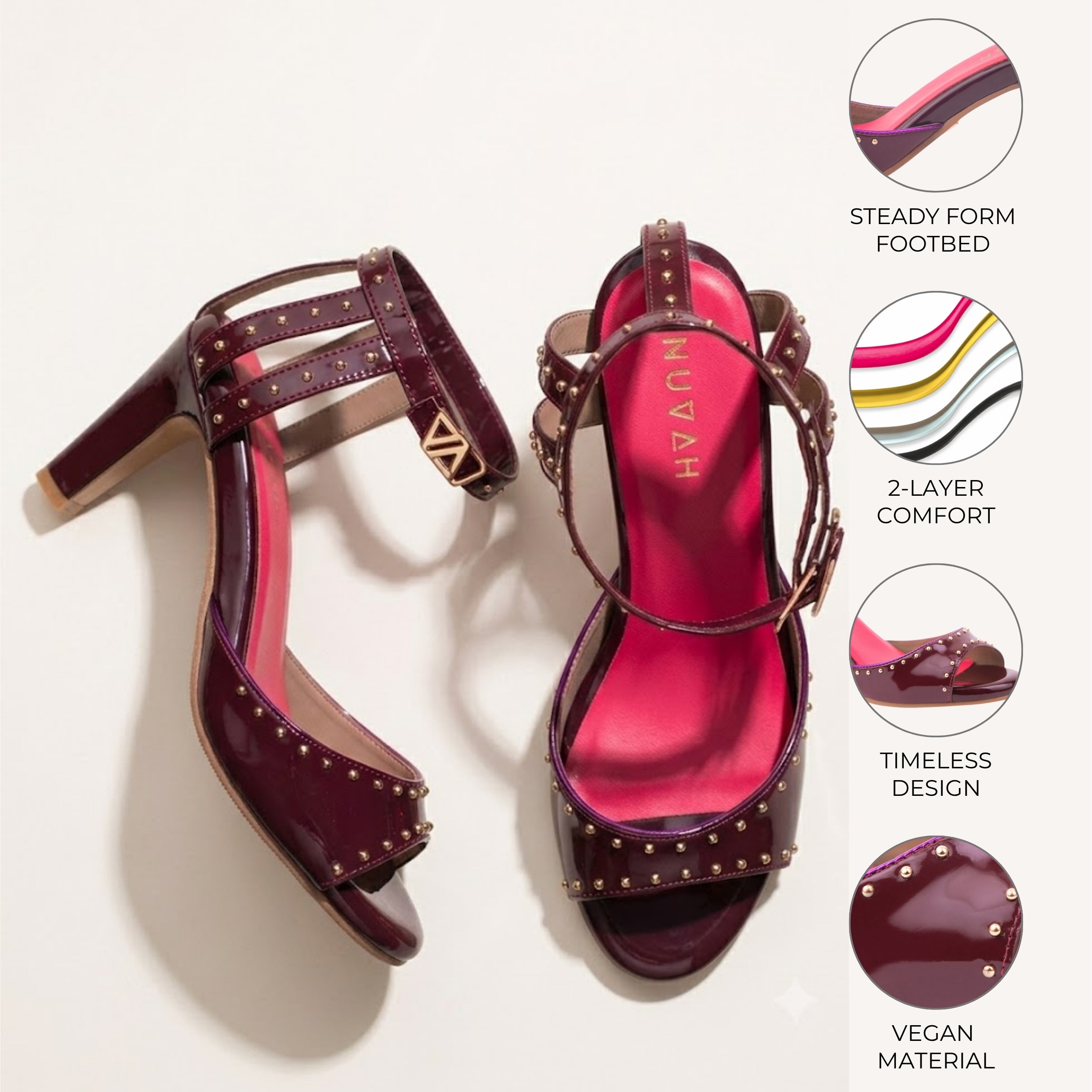 Gossip Bordeaux burgundy cone heel