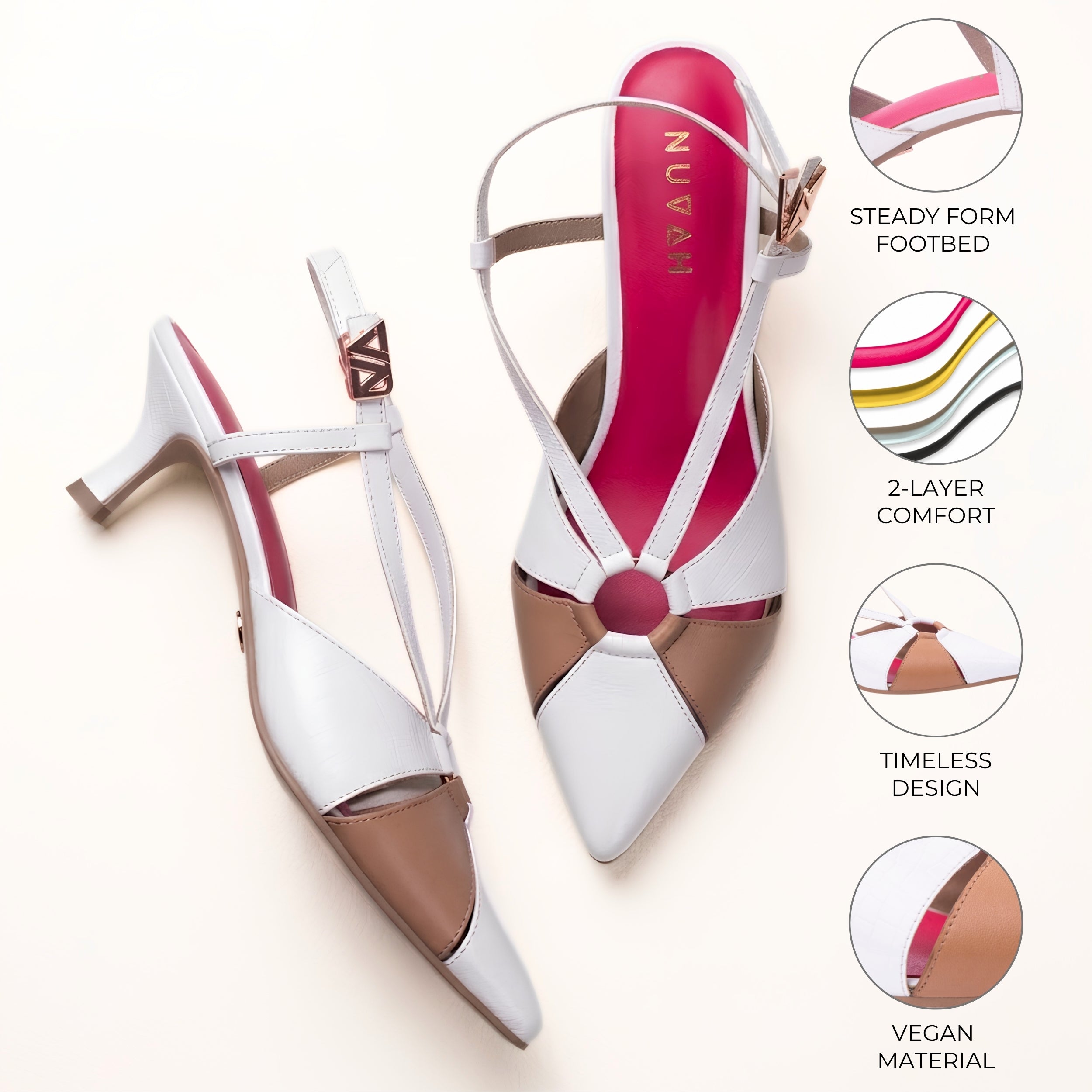 Rendezvous Cappuccino sling back kitten heel