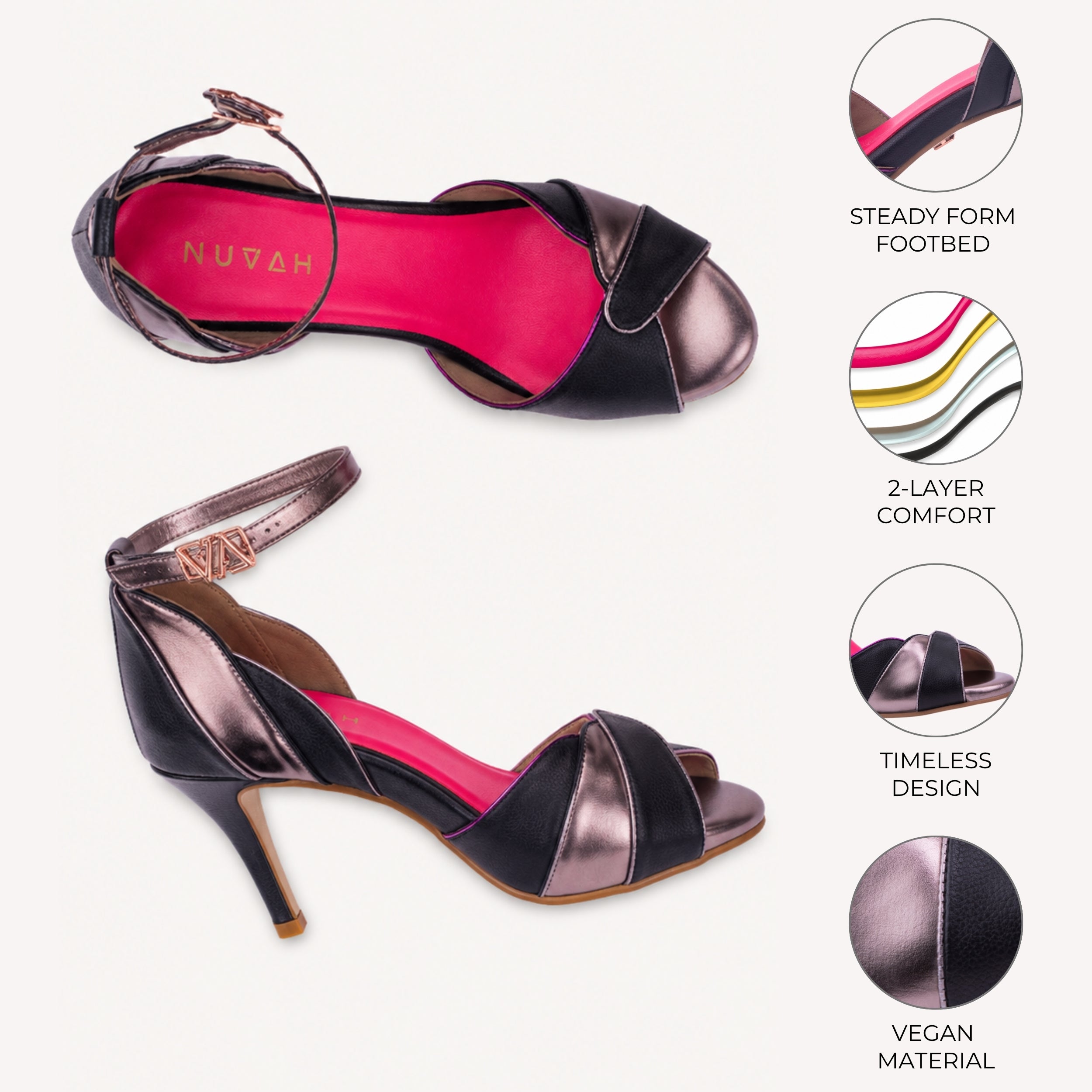 Muse Raven black and pewter stiletto