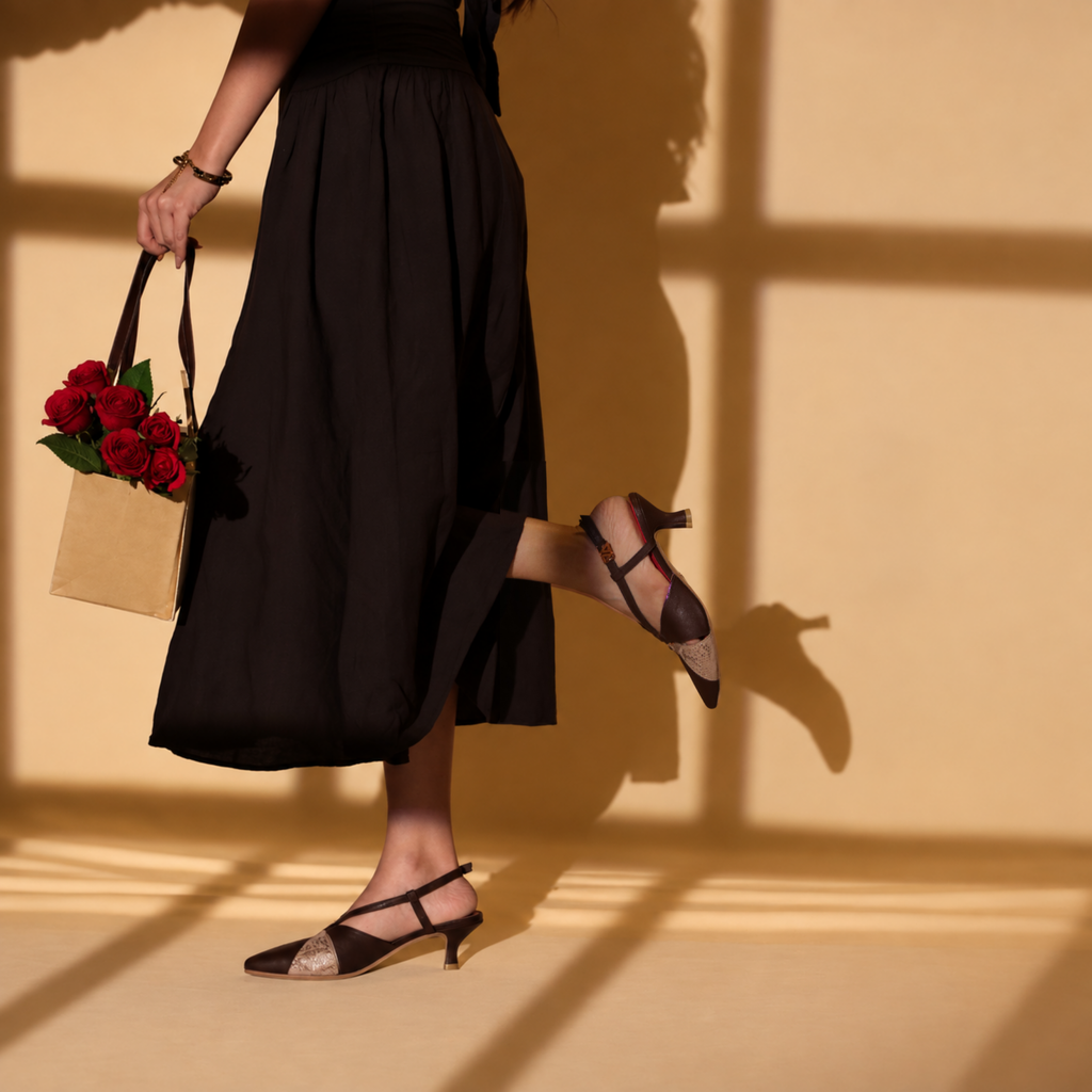Rendezvous Espresso sling back kitten heel