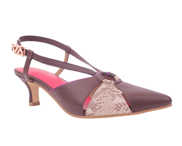 Rendezvous Espresso sling back kitten heel