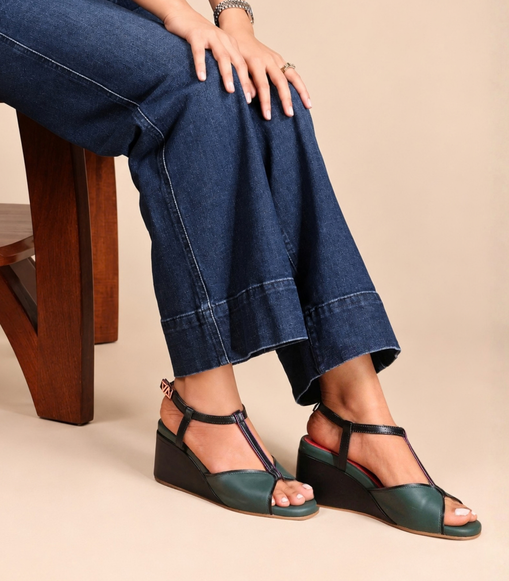 Daydream Jade Grove T strap wedge platform