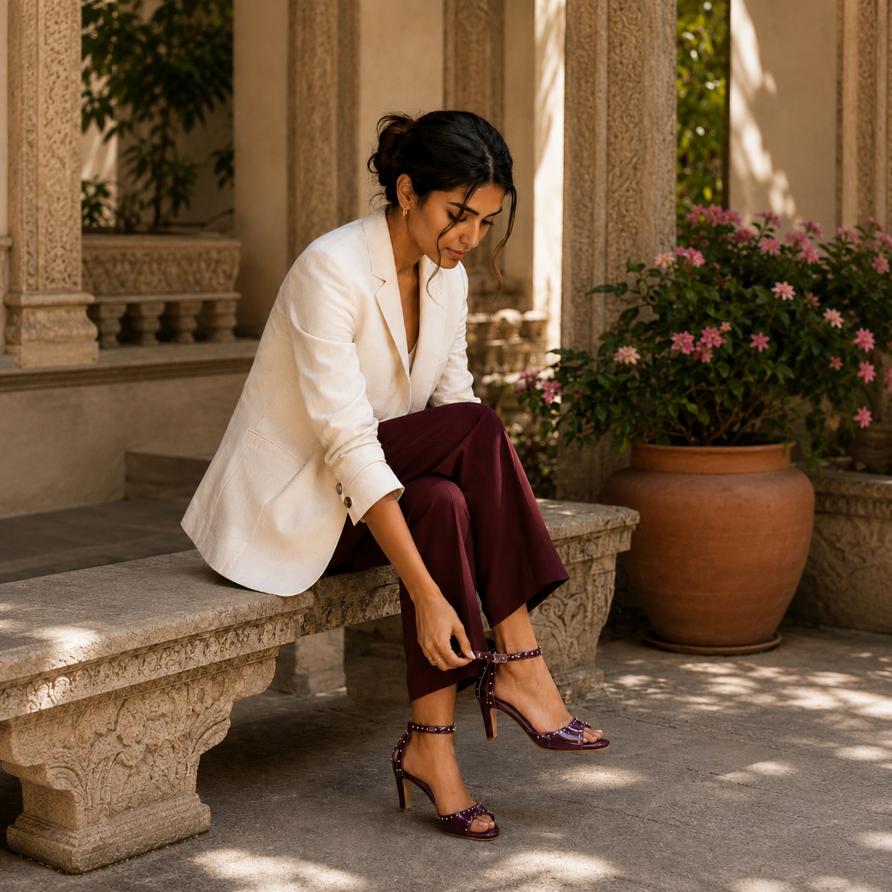 Gossip Bordeaux burgundy cone heel