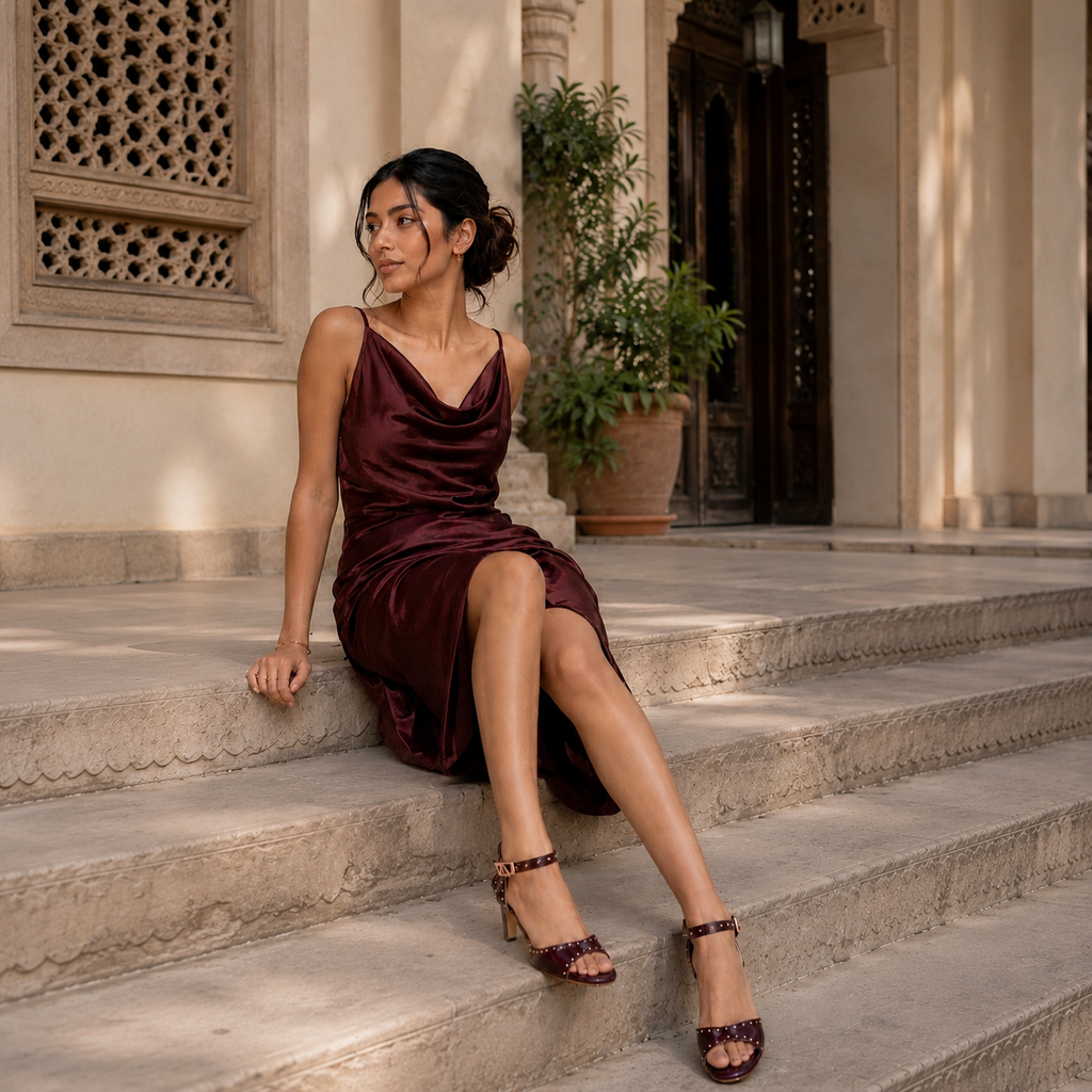 Gossip Bordeaux burgundy cone heel