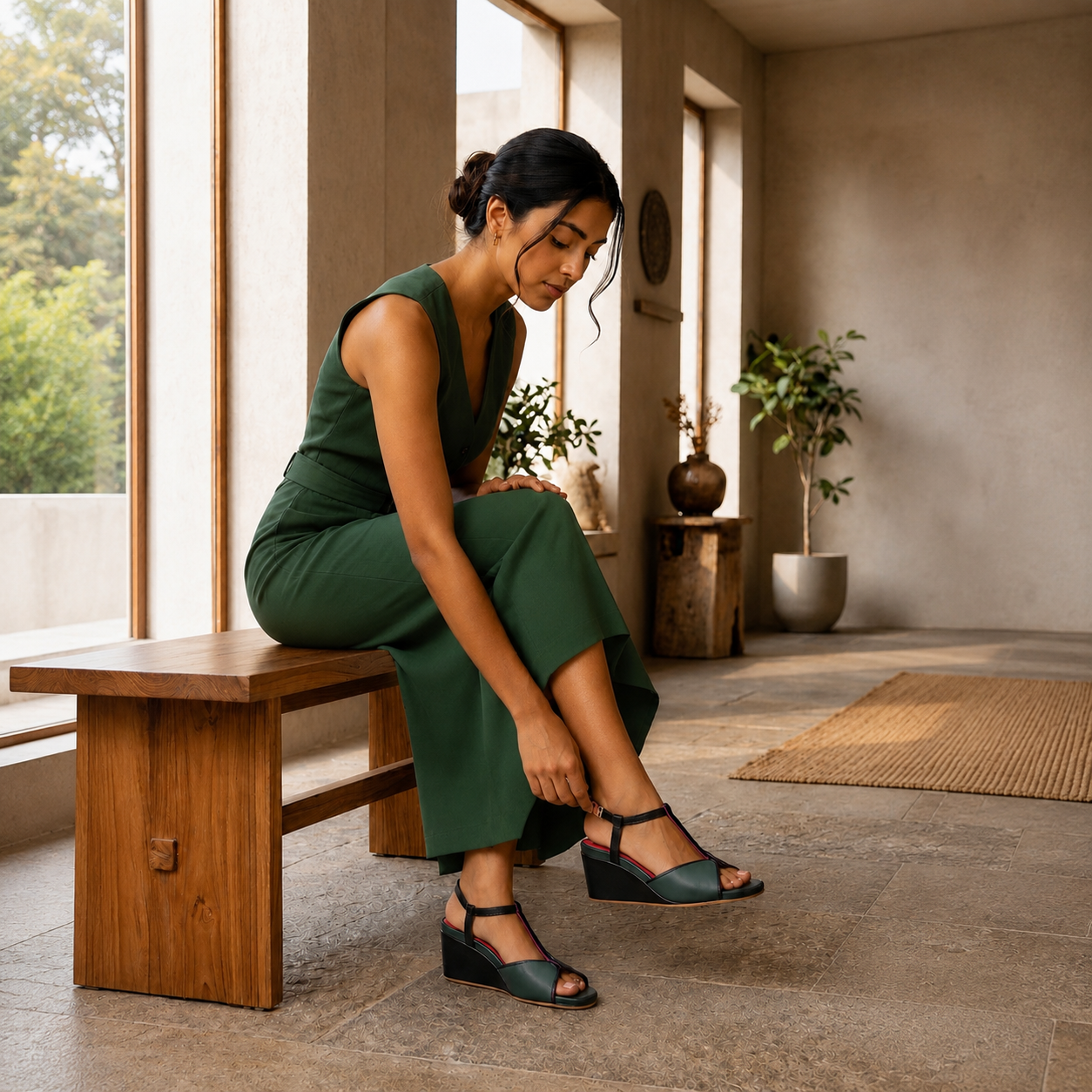 Daydream Jade Grove T strap wedge platform