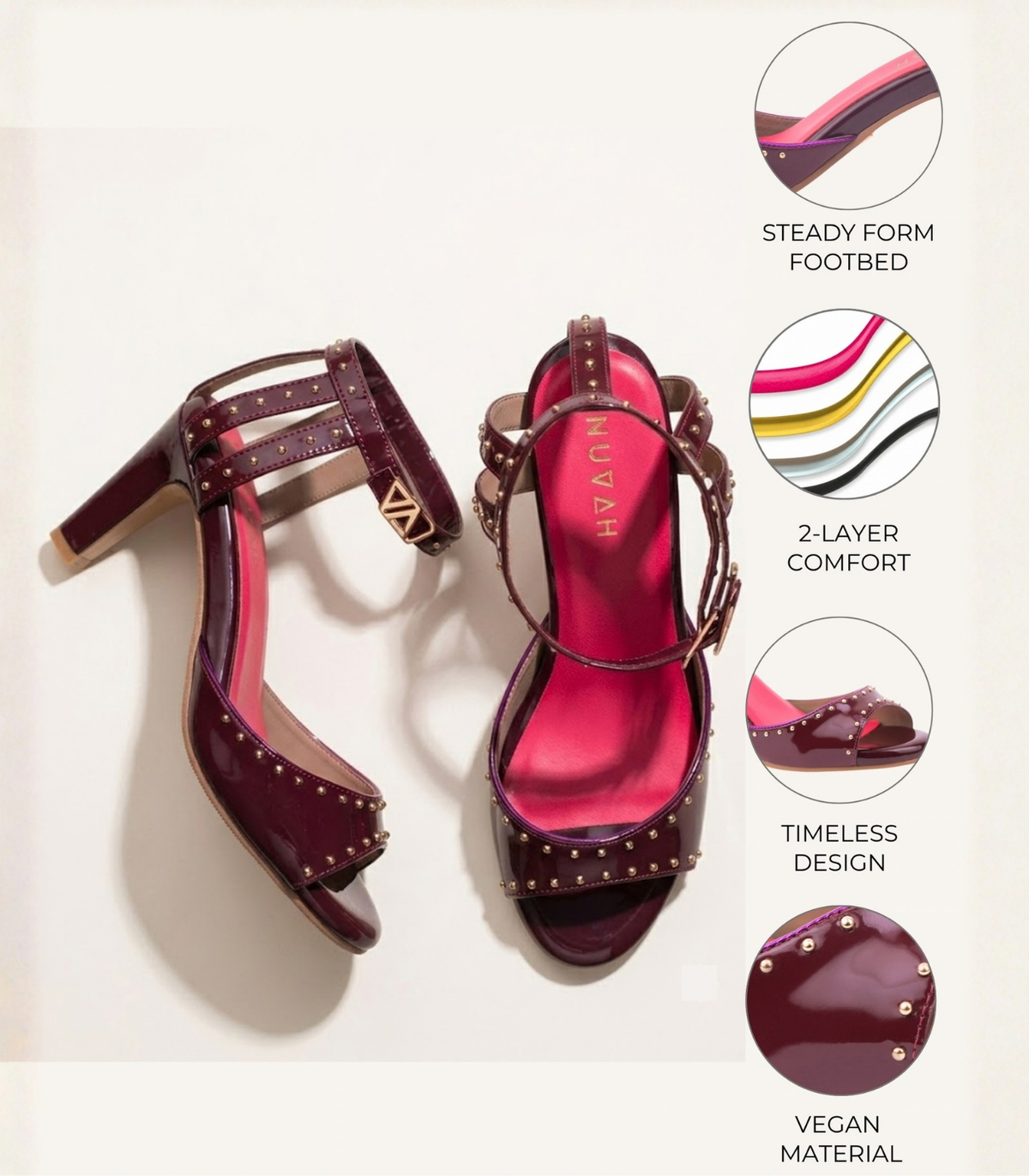 Gossip Bordeaux burgundy cone heel