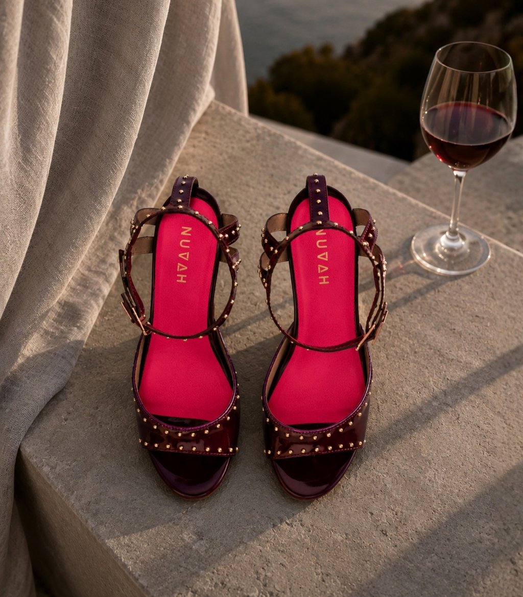 Gossip Bordeaux burgundy cone heel