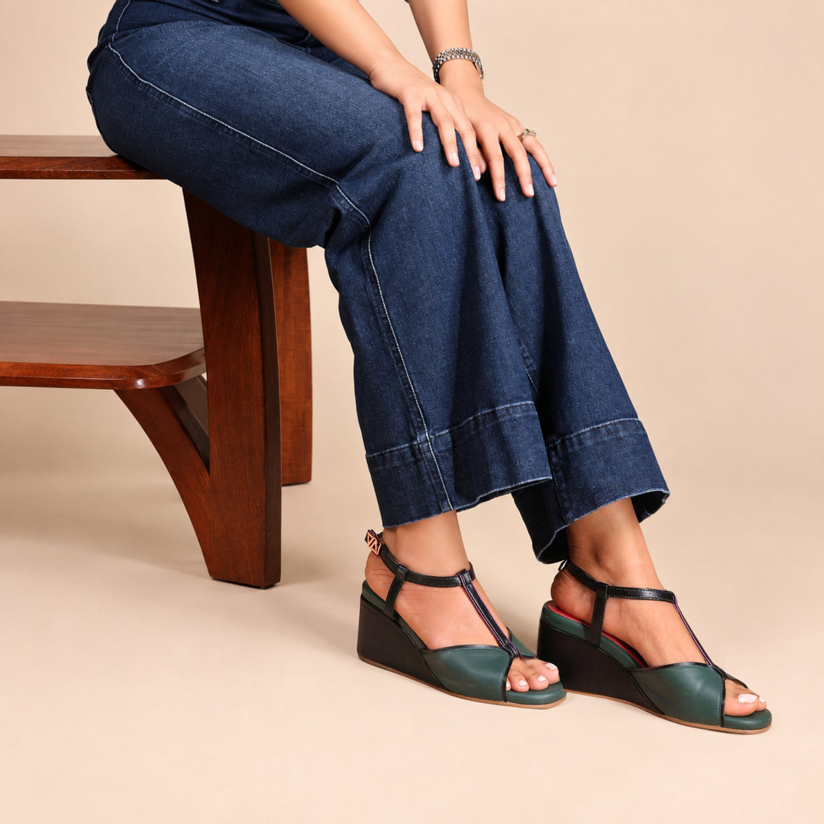Daydream Jade Grove T strap wedge platform