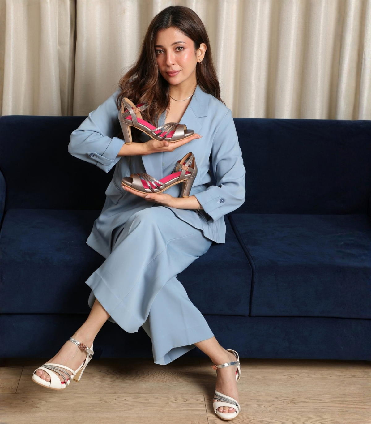 Mehfil Jashn - Pewter and Gunmetal cone heel