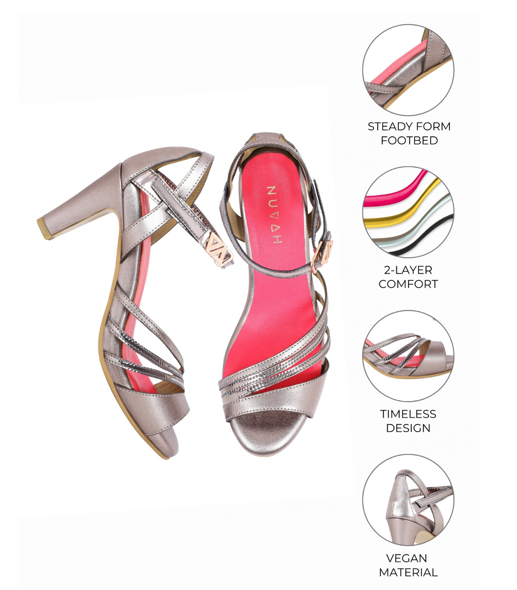 Mehfil Jashn - Pewter and Gunmetal cone heel