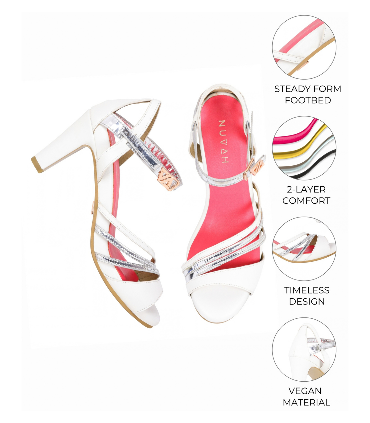 Mehfil Raunak - White and Silver cone heel