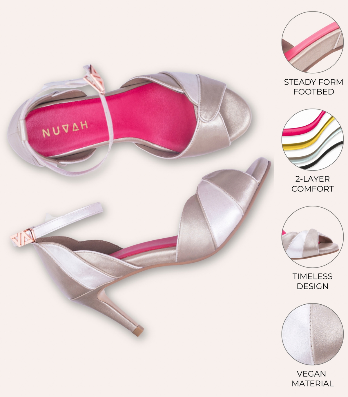 Muse Moonlight light golden and silver stiletto