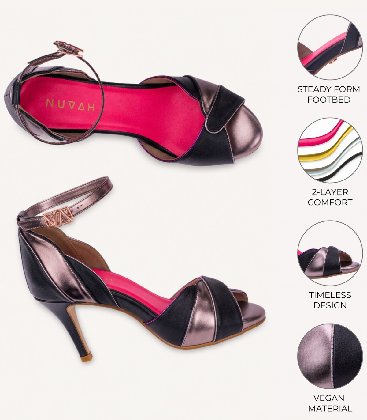 Muse Raven black and pewter stiletto
