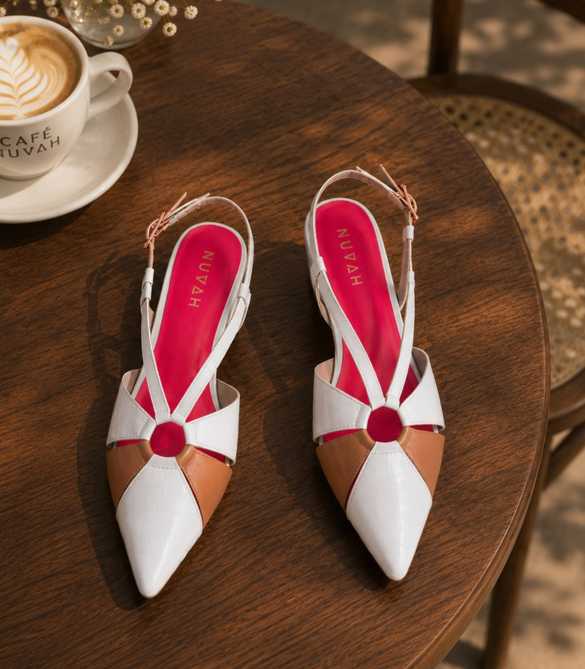 Rendezvous Cappuccino sling back kitten heel