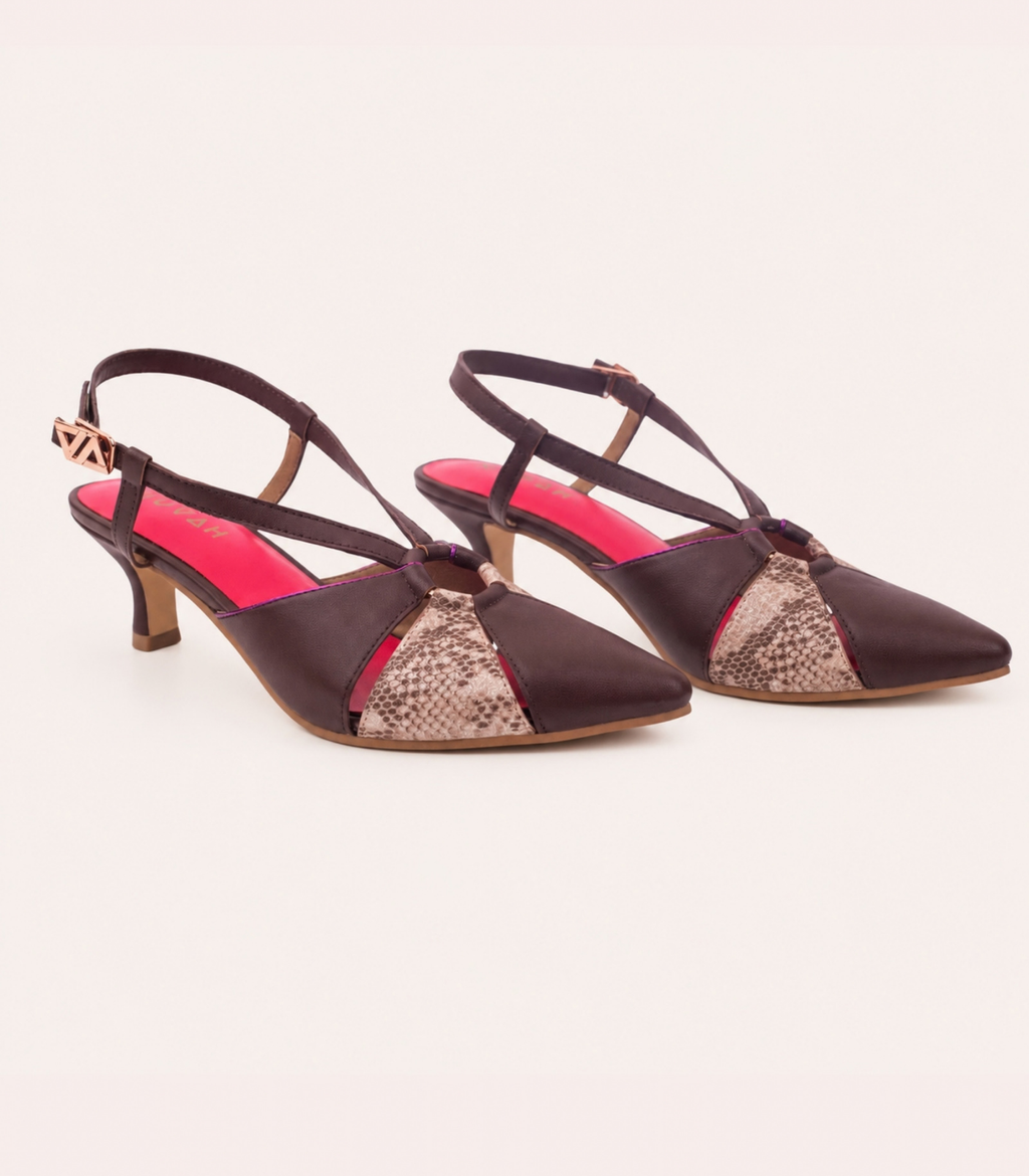 Rendezvous Espresso sling back kitten heel
