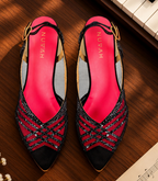 Sargam Sur - Black and Silver snake kitten heel