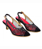 Sargam Sur - Black and Silver snake kitten heel